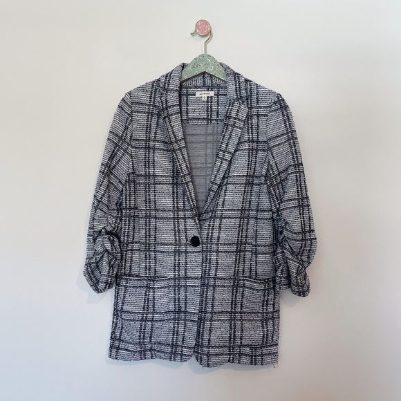 Max Studio Tweed Plaid Single Button Blazer - Picture 1 of 6